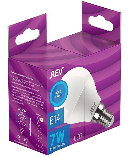 Светодиодная лампа REV E14 Шар 7Вт 32503 1